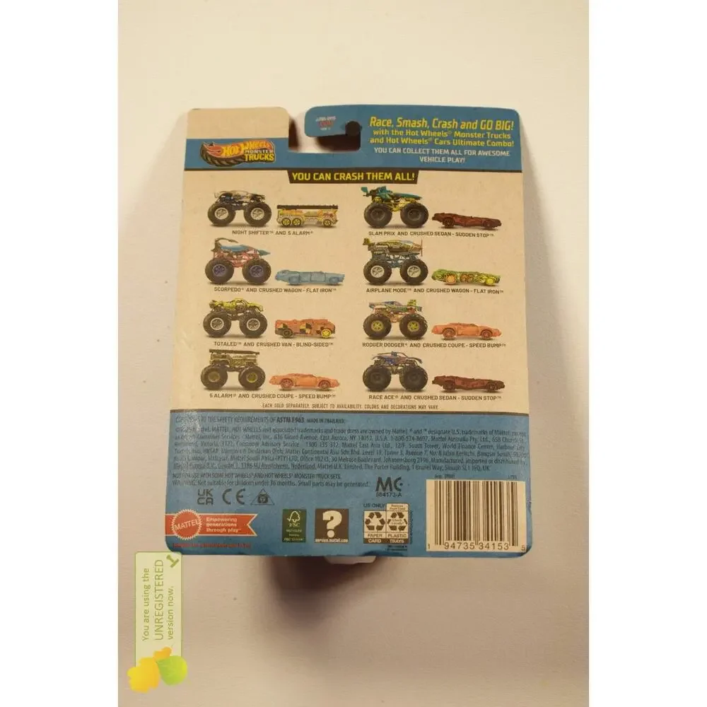 Hot Wheels Monster Truck Rodger Dodger and Crushed Coupe Speed Bump 1/64 Scale